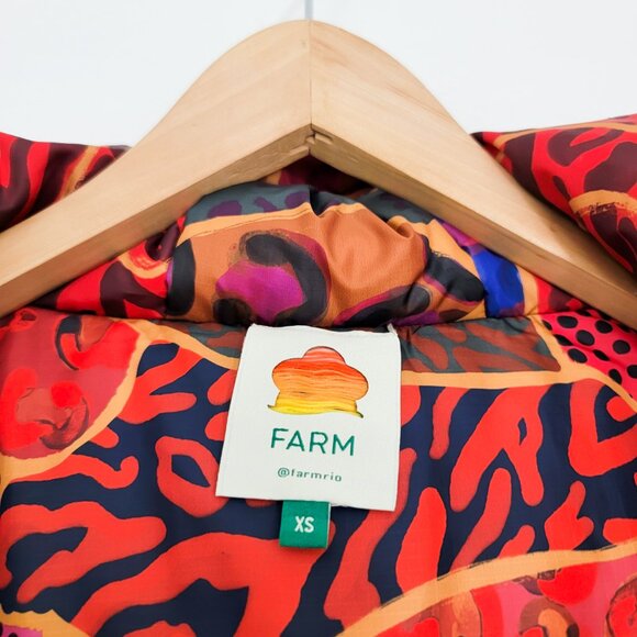 Farm Rio Reversible Metallic Cool Leopard Puffer Coat XS - Picture 8 of 8